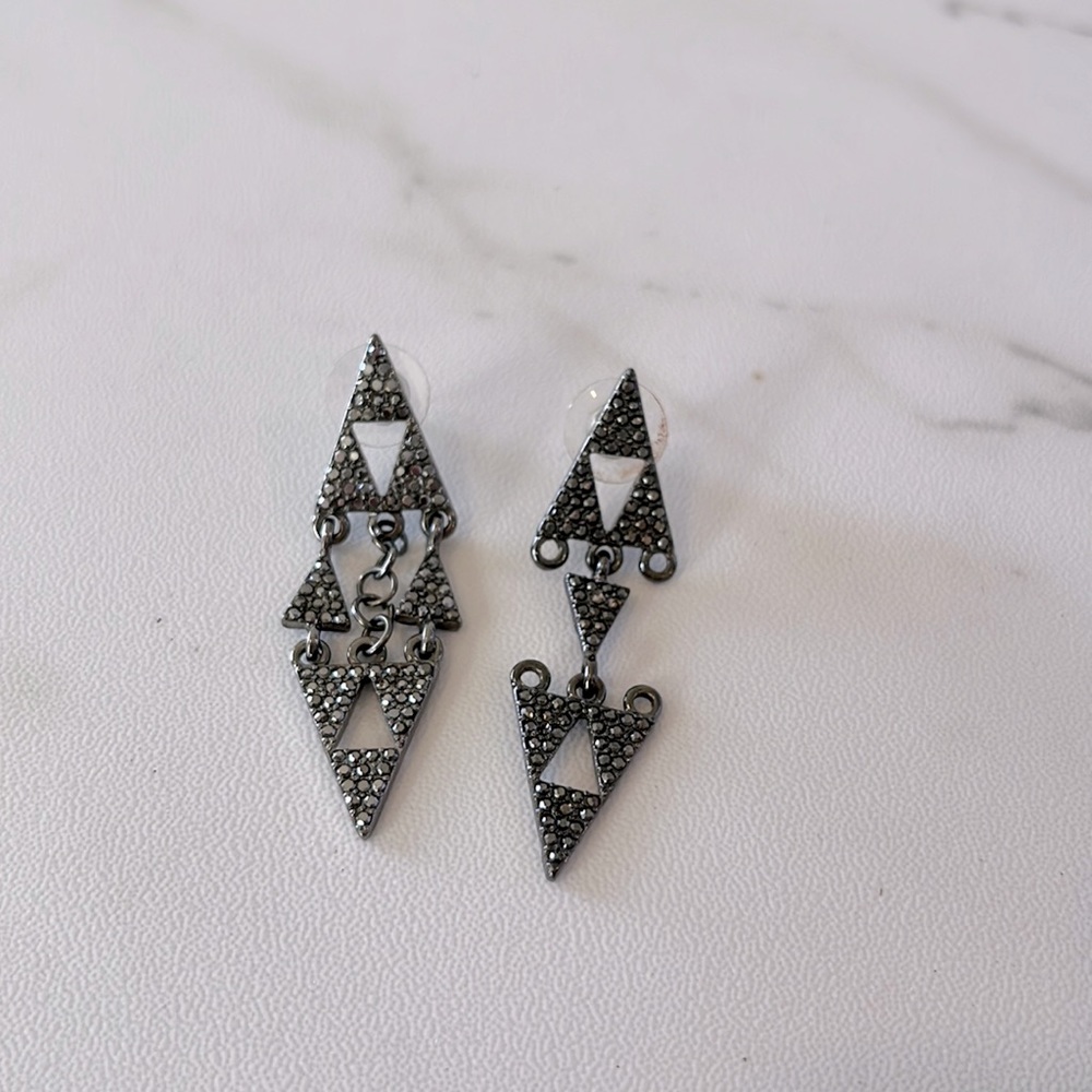 Slate and willow triangle drop dangle earrings